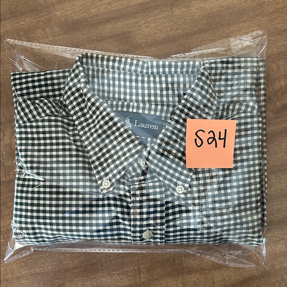 Ralph Lauren Button Down Shirt Large Custom Fit Green Cream Gingham Check
BB - Picture 14 of 14